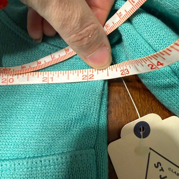 NWT St Johns Bay Women Petite Lg Pullover Fleece Sweatshirt Green Blue Snap Neck - Picture 11 of 14